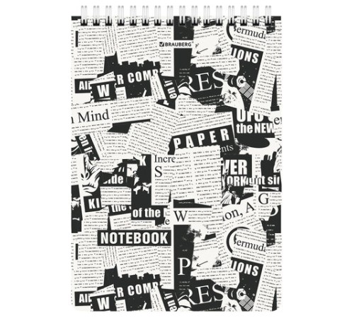 Блокнот А5 (146х206 мм), 80 л., гребень, картон, жесткая подложка, клетка, BRAUBERG, 