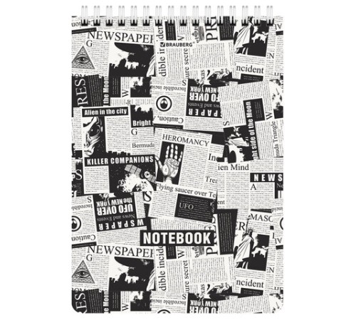 Блокнот А5 (146х206 мм), 80 л., гребень, картон, жесткая подложка, клетка, BRAUBERG, 