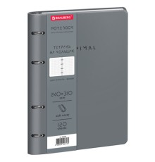 Тетрадь на кольцах БОЛЬШАЯ А4, 240х310 мм, 120 л., под кожу, BRAUBERG VISTA, 