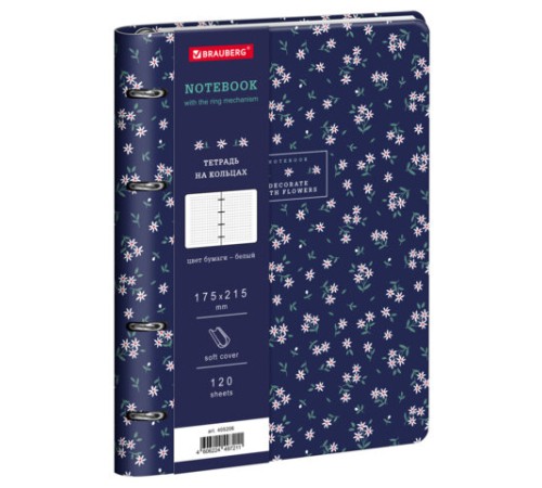 Тетрадь на кольцах А5, 175х215 мм, 120 л., под кожу, BRAUBERG VISTA, 