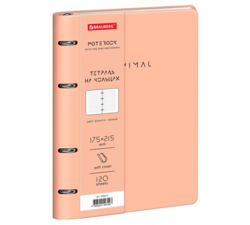 Тетрадь на кольцах А5, 175х215 мм, 120 л., под кожу, BRAUBERG VISTA, 
