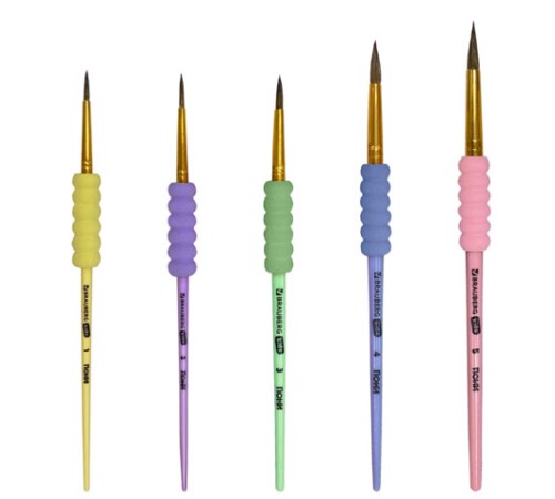 Кисти c EVA-вставкой ПОНИ набор 5 шт. (круглые №1, 2, 3, 4, 5), блистер, BRAUBERG KIDS, 201092