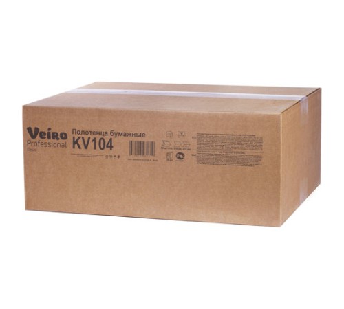 Полотенца бумажные 250 шт., VEIRO (H3) BASIC, 1-слойные, цвет натуральный, КОМПЛЕКТ 20 пачек, 21х21,6, V-сложение, KV104