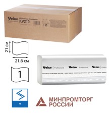Полотенца бумажные 250 шт., VEIRO (H3) COMFORT, 1-слойные, белые, КОМПЛЕКТ 20 пачек, 21х21,6, V-сложение, KV210
