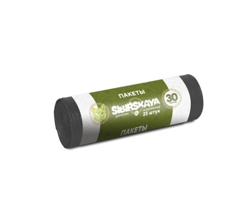 Мешки для мусора 35 л, черные, в рулоне 25 шт., ПНД, 53х56 см, 7 мкм, GR SIBIRSKAYA, 101-003