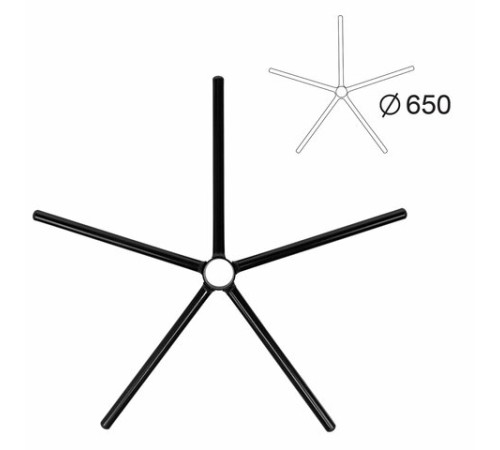 Пятилучие для кресла, металлическое, нагрузка до 120 кг, диаметр 650 мм, сборное, черное, 1734023