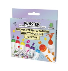 Фломастеры-штампы двусторонние FUNSTER (ФАНСТЕР) 8 цветов, ударопрочный наконечник, 152627