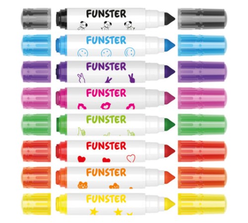 Фломастеры-штампы двусторонние FUNSTER (ФАНСТЕР) 8 цветов, ударопрочный наконечник, 152627
