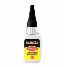 Клей секундный суперклей УЛЬТРАПРОЧНЫЙ, МАКСИМАЛЬНЫЙ ОБЪЕМ, 20 грамм, RABBITEX, 609803