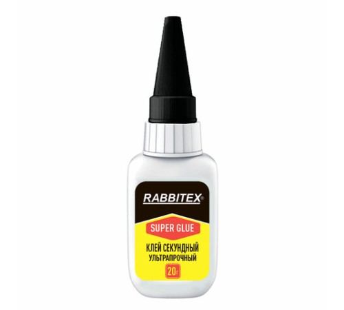 Клей секундный суперклей УЛЬТРАПРОЧНЫЙ, МАКСИМАЛЬНЫЙ ОБЪЕМ, 20 грамм, RABBITEX, 609803
