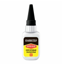 Клей секундный суперклей УЛЬТРАПРОЧНЫЙ, МАКСИМАЛЬНЫЙ ОБЪЕМ, набор 2х20 грамм, RABBITEX, 609805