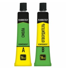 Клей эпоксидный смола + отвердитель, две тубы, суперпрочный, 2х16 мл, RABBITEX, 609816