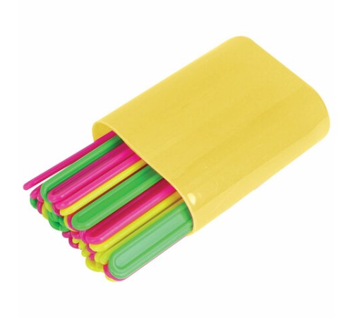 Счетные палочки неоновые 50 штук в пластиковом пенале, ассорти, ЮНЛАНДИЯ, 106284