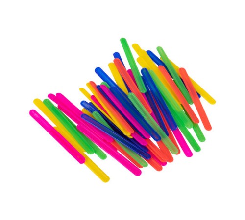 Счетные палочки неоновые 50 штук в пластиковом пенале, ассорти, ЮНЛАНДИЯ, 106284
