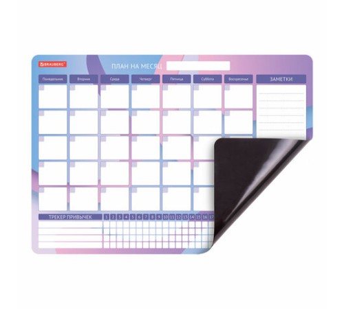 Планинг-трекер магнитный на холодильник, 42х30 см, с маркером и салфеткой, BRAUBERG, 237853