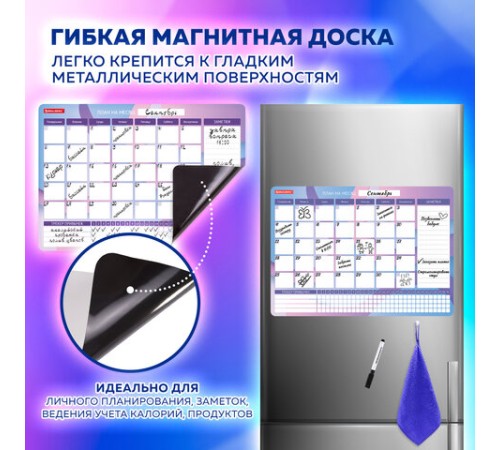Планинг-трекер магнитный на холодильник, 42х30 см, с маркером и салфеткой, BRAUBERG, 237853