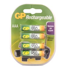 Батарейки аккумуляторные Ni-Mh мизинчиковые КОМПЛЕКТ 4 шт., AAA (HR03) 900 mAh, GP, 95AAAHC-2DECRC4