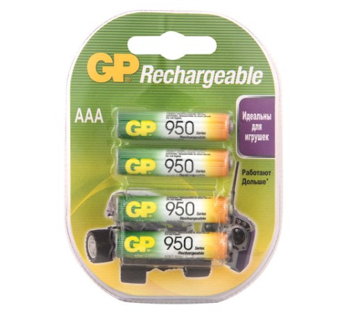 Батарейки аккумуляторные Ni-Mh мизинчиковые КОМПЛЕКТ 4 шт., AAA (HR03) 900 mAh, GP, 95AAAHC-2DECRC4