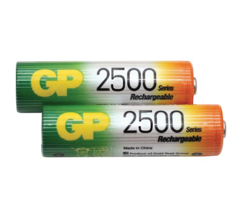Батарейки аккумуляторные Ni-Mh пальчиковые КОМПЛЕКТ 2 шт., АА (HR6) 2450 mAh, GP, 250AAHC-2DECRC2