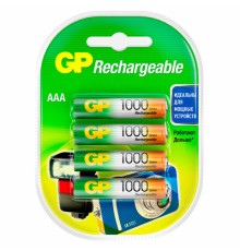 Батарейки аккумуляторные Ni-Mh мизинчиковые КОМПЛЕКТ 4 шт. AAA (HR03) 950 mAh, GP, 100AAAHC-2DECRC4