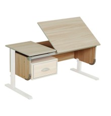 Столешница 700х500, 375х500 мм, корпус парты ДЭМИ СУТ.29, ЛДСП ясень, пластик серый