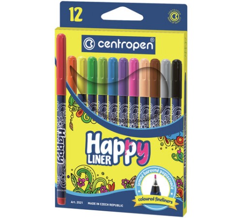 Ручки капиллярные (линеры) 12 ЦВЕТОВ CENTROPEN 