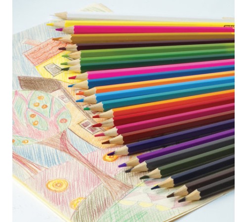 Карандаши цветные ПИФАГОР, 24 цвета, шестигранные, грифель 3 мм, натуральное дерево, 180298