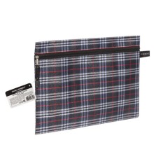 Папка-конверт на молнии А4 (335х243 мм), ткань в клетку, BRAUBERG 