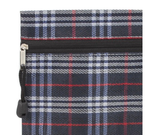 Папка-конверт на молнии А4 (335х243 мм), ткань в клетку, BRAUBERG 