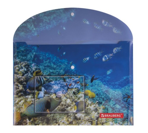 Папка-конверт с кнопкой BRAUBERG 