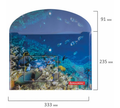 Папка-конверт с кнопкой BRAUBERG 