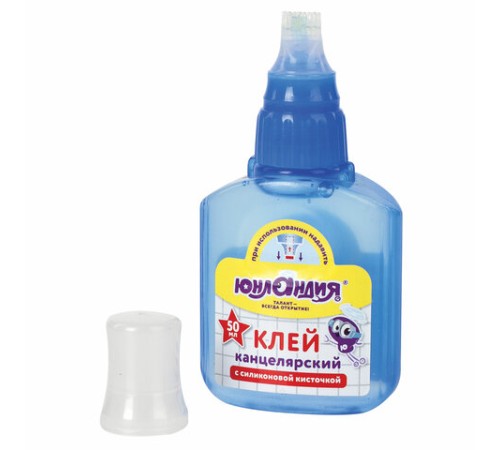 Клей канцелярский ЮНЛАНДИЯ, 50 мл, с силиконовой кисточкой, 228409