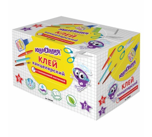 Клей канцелярский ЮНЛАНДИЯ, 50 мл, с силиконовой кисточкой, 228409