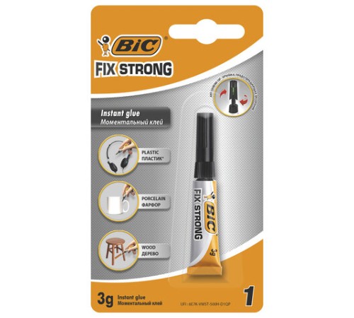 Клей моментальный (суперклей) BIC, 3 г, блистер, 902085