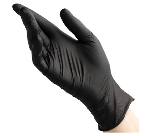 Перчатки нитриловые смотровые 50 пар (100 штук), размер 8-9, L (большой), черные, BENOVY Nitrile Chlorinated