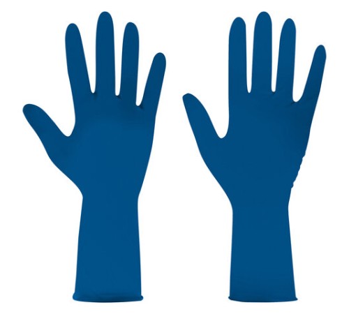 Перчатки латексные смотровые 25 пар (50 штук), размер 7-8, M (средний), синие, SAFE&CARE High Risk DL/TL210