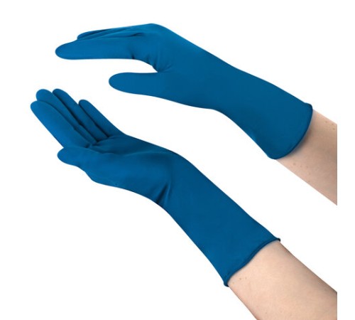 Перчатки латексные смотровые 25 пар (50 штук), размер 7-8, M (средний), синие, SAFE&CARE High Risk DL/TL210
