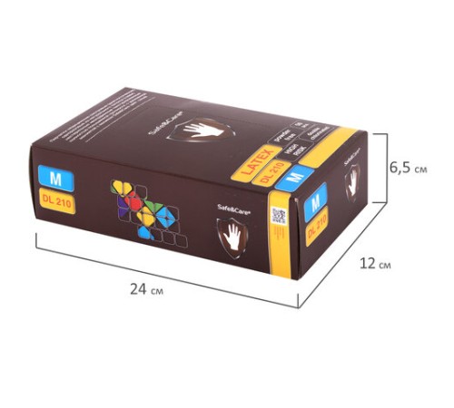 Перчатки латексные смотровые 25 пар (50 штук), размер 7-8, M (средний), синие, SAFE&CARE High Risk DL/TL210