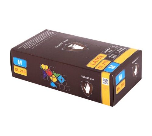 Перчатки латексные смотровые 25 пар (50 штук), размер 7-8, M (средний), синие, SAFE&CARE High Risk DL/TL210