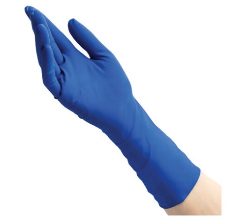 Перчатки латексные смотровые 25 пар (50 штук), размер 6-7, S (малый), синие, BENOVY High Risk