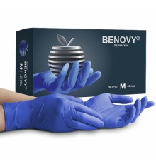Перчатки нитриловые смотровые 50 пар (100 штук), размер M (средний), сиренево-голубые, BENOVY MultiColor