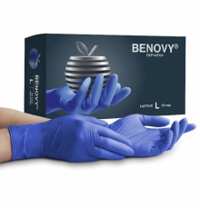 Перчатки нитриловые смотровые 50 пар (100 штук), размер L (большой), сиренево-голубые, BENOVY MultiColor
