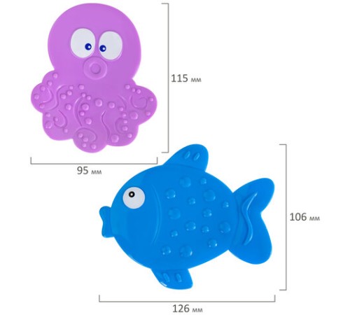 Мини-коврик для ванной набор 4 штуки, АССОРТИ, BRAUBERG KIDS, блистер, 665185