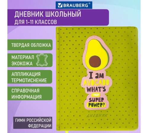 Дневник 1-11 класс 48 л., кожзам (твердая с поролоном), тиснение аппликация, BRAUBERG, 