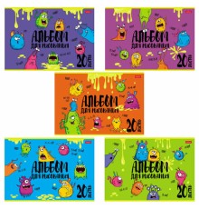Альбом для рисования, А4, 20 л., скоба, обложка картон, выборочный лак, HATBER, 205х290 мм, 