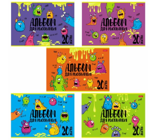 Альбом для рисования, А4, 20 л., скоба, обложка картон, выборочный лак, HATBER, 205х290 мм, 
