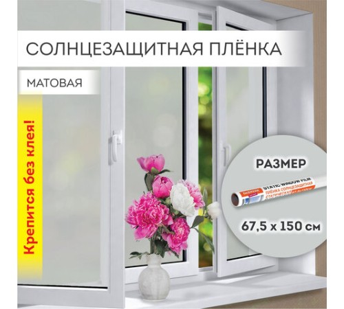 Пленка на окно самоклеящаяся статическая БЕЗ КЛЕЯ, солнцезащитная, 67,5х150 см, матовая, DASWERK (ДАСВЕРК), 607971 Пленка на окно самоклеящаяся статическая БЕЗ КЛЕЯ, солнцезащитная, 67,5х150 см, матовая, DASWERK (ДАСВЕРК), 607971