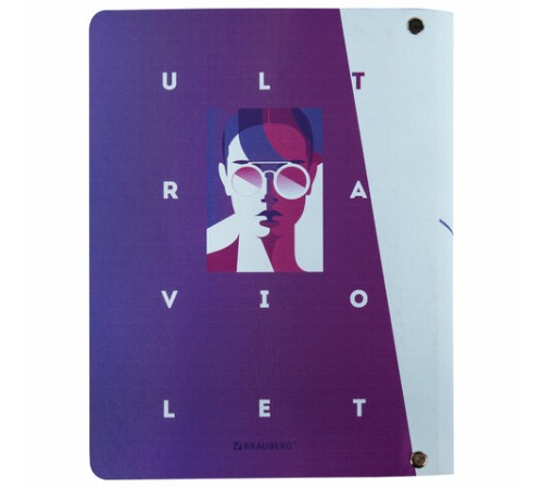 Тетрадь на кольцах А5 (180х220 мм), 80 листов, под кожу, клетка, BRAUBERG VISTA, Ultraviolet, 112120