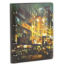 Тетрадь на кольцах А5 (180х220 мм), 80 листов, под кожу, клетка, BRAUBERG VISTA, 