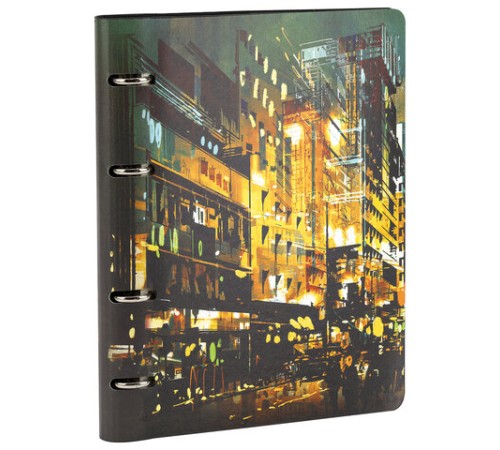 Тетрадь на кольцах А5 (180х220 мм), 80 листов, под кожу, клетка, BRAUBERG VISTA, 